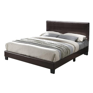 English Elm Modern Faux Leather Upholstered Bed Queen Size with Adjustable Headboard, Low-Profile Slat Support Frame, Sleek Contemporary Design Brown,Espresso 61 L x 31 W x 4 H B011P395416