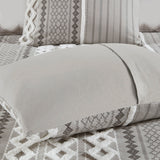 INK+IVY Imani Global Inspired Cotton Printed Duvet Cover Set with Chenille II12-1092 Gray