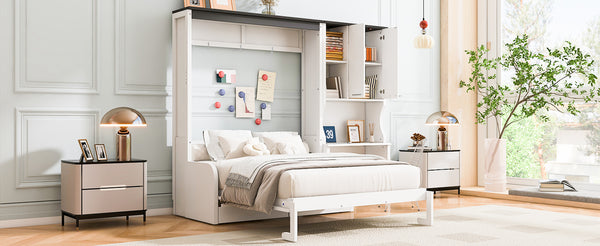English Elm Multi-Functional Murphy Bed With Sofa, Desk & Storage – Stylish Space-Saving Design For Modern Living N7090000605K