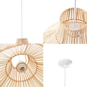 JLA Home INK+IVY - Bell Natural Bamboo Bell-Shaped Pendant Light — Woven Shade, Warm Diffused Glow for Farmhouse & Boho Interiors II151-0138