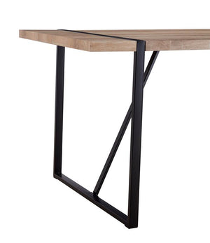 English Elm 55" Rustic Industrial Dining Table with 1.5" Engineered MDF Top, Black Metal Legs, Seats 4-6 W3732P369082