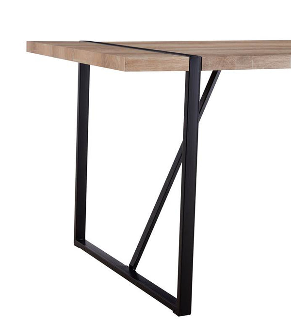 English Elm 55" Rustic Industrial Dining Table with 1.5" Engineered MDF Top, Black Metal Legs, Seats 4-6 W3732P369082