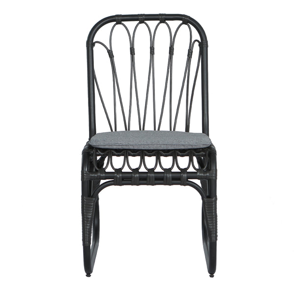 English Elm Christopher Knight Home® - Outdoor Hand-Woven PE Rattan Patio Dining Chairs Set of 2 with Iron Frame 400lb Capacity, No Assembly Required Black+ Gray N762P236169G