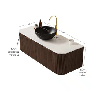 English Elm Dina Floating Bathroom Vanity with Crystal Glass Basin and Sintered Stone Top Black,Carrara White,Dark Walnut W2615S00279