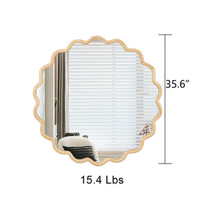 English Elm Solid Wood Wavy Mirror - Stunning 36" Wall Decor For Any Room, High-Def Reflection & Durable Design W1445P189556-GIGA