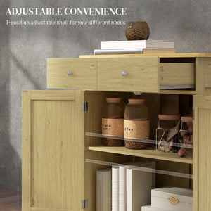 English Elm Homcom Sideboard With Rubberwood Countertop, Versatile Modern Kitchen Storage & Coffee Bar Cabinet W2225P217716