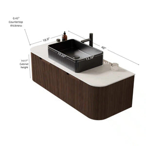 English Elm Dina Floating Bathroom Vanity with Crystal Glass Basin and Sintered Stone Top Black,Carrara White,Dark Walnut W2615S00196