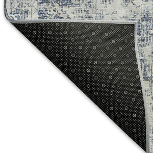 HomeRoots 5' X 8' Navy Blue & Silver Oriental Area Rug – Stylish, Washable, Stain-Resistant with UV Protection 692000