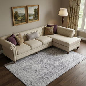 HomeRoots 9' X 12' Plum & Silver Oriental Area Rug – Washable, UV Protected, Stain-Resistant, Ideal for Homes! 692009