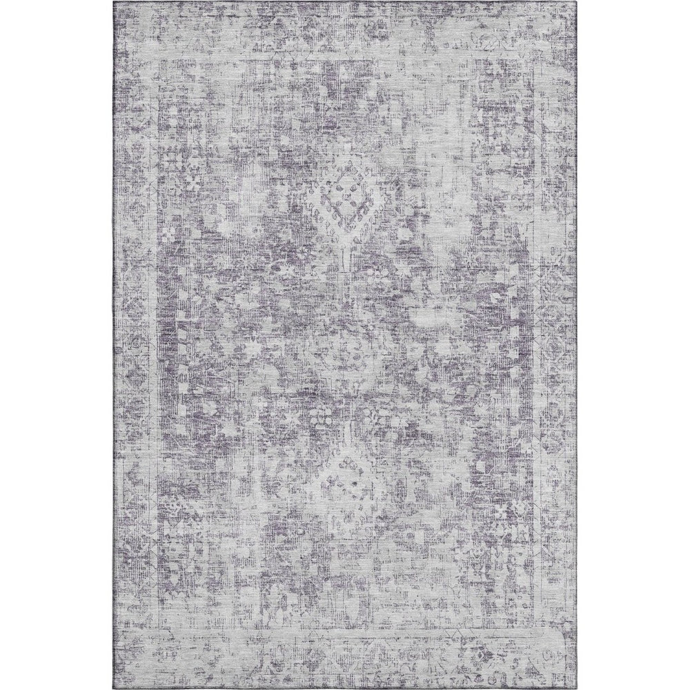 HomeRoots 9' X 12' Plum & Silver Oriental Area Rug – Washable, UV Protected, Stain-Resistant, Ideal for Homes! 692009