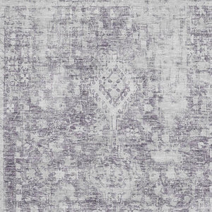 HomeRoots 9' X 12' Plum & Silver Oriental Area Rug – Washable, UV Protected, Stain-Resistant, Ideal for Homes! 692009