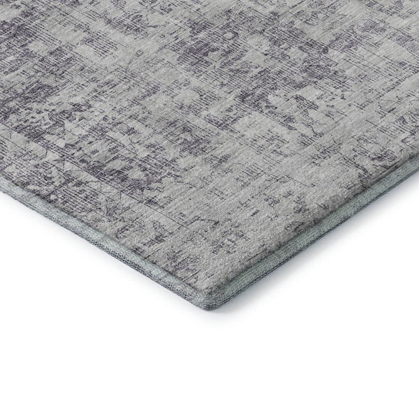 HomeRoots 10' X 14' Plum & Silver Oriental Area Rug - Washable, UV Protected, Durable & Non-Slip for Homes 692010