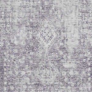 HomeRoots 10' X 14' Plum & Silver Oriental Area Rug - Washable, UV Protected, Durable & Non-Slip for Homes 692010