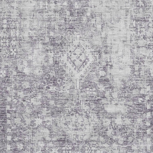 HomeRoots 10' X 14' Plum & Silver Oriental Area Rug - Washable, UV Protected, Durable & Non-Slip for Homes 692010