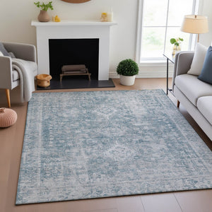 HomeRoots 5' X 8' Sky Blue and Silver Oriental Area Rug – Durable, Washable, UV Protected for Every Space! 692012
