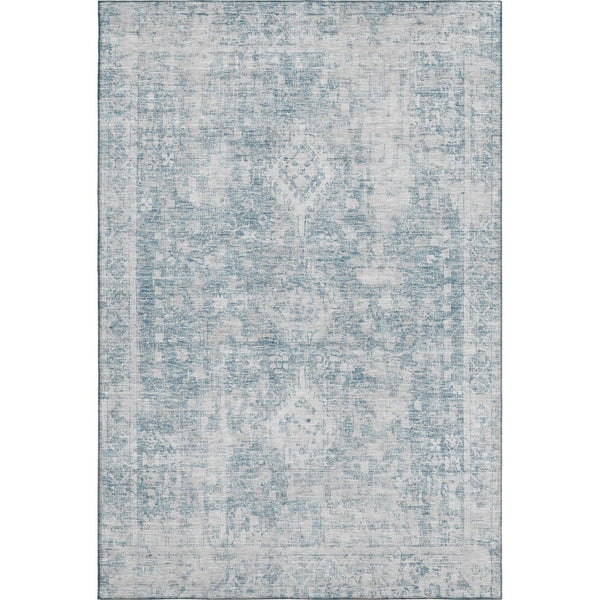 HomeRoots 5' X 8' Sky Blue and Silver Oriental Area Rug – Durable, Washable, UV Protected for Every Space! 692012