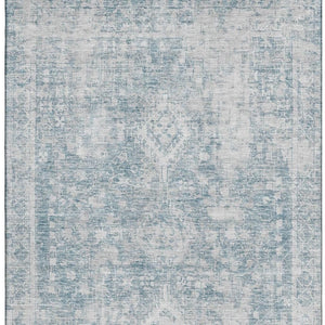 HomeRoots 5' X 8' Sky Blue and Silver Oriental Area Rug – Durable, Washable, UV Protected for Every Space! 692012