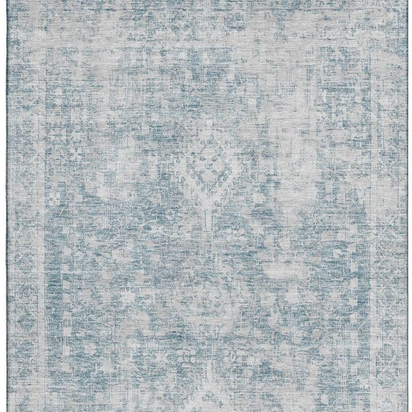 HomeRoots 5' X 8' Sky Blue and Silver Oriental Area Rug – Durable, Washable, UV Protected for Every Space! 692012