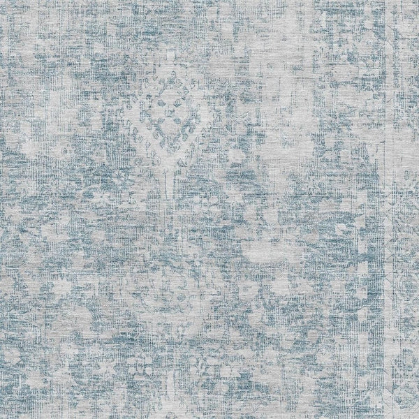 HomeRoots 8' Sky Blue & Silver Oriental Washable Area Rug - Durable, Stain-Resistant, UV Protected Elegance! 692014