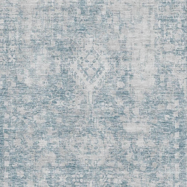 HomeRoots 10' Sky Blue and Silver Oriental Area Rug – Washable, Stain Resistant, UV Protected for High Traffic Areas 692016