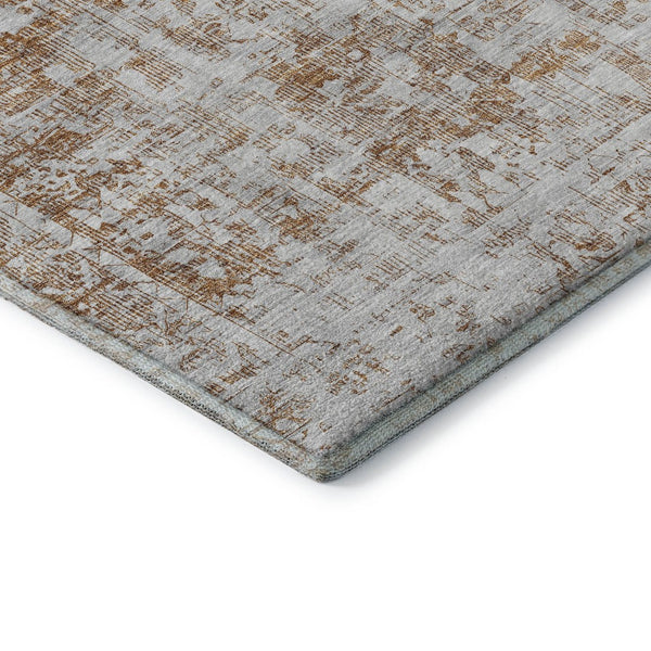 HomeRoots 5' X 8' Elegant Terra Cotta Silver Oriental Area Rug - Washable, UV Protected, Durable & Stylish! 692018