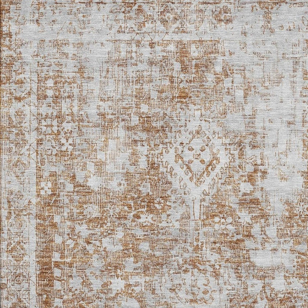 HomeRoots 5' X 8' Elegant Terra Cotta Silver Oriental Area Rug - Washable, UV Protected, Durable & Stylish! 692018