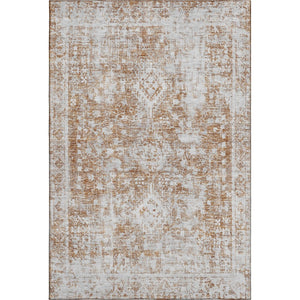 HomeRoots 9' X 12' Terra Cotta & Silver Oriental Area Rug - Washable, UV-Protected, Durable for Any Space! 692021