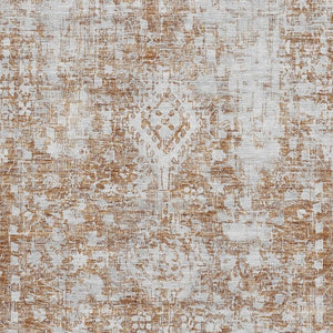 HomeRoots 9' X 12' Terra Cotta & Silver Oriental Area Rug - Washable, UV-Protected, Durable for Any Space! 692021