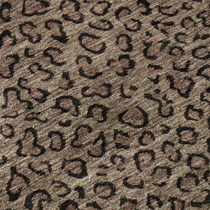 HomeRoots 8' X 8' Modern Brown and Black Animal Print Washable Round Rug with UV Protection for Easy Care 692025