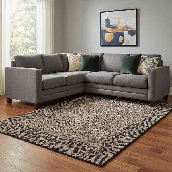 HomeRoots 8' Washable Brown and Black Animal Print Area Rug - Durable, UV-Protected, Stain-Resistant Design! 692026