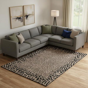 HomeRoots 10' Animal Print Washable Area Rug - Brown & Black, UV-Protected, Durable & Easy-Care for Homes 692028