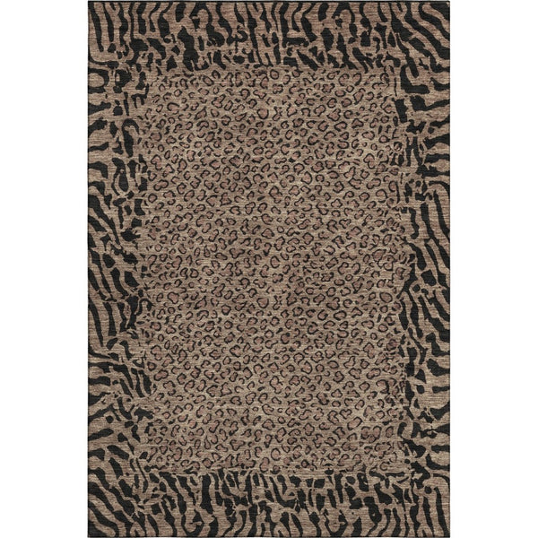 HomeRoots 10' Animal Print Washable Area Rug - Brown & Black, UV-Protected, Durable & Easy-Care for Homes 692028
