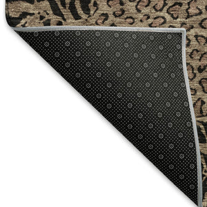 HomeRoots 10' Animal Print Washable Area Rug - Brown & Black, UV-Protected, Durable & Easy-Care for Homes 692028