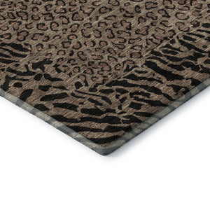 HomeRoots 10' Animal Print Washable Area Rug - Brown & Black, UV-Protected, Durable & Easy-Care for Homes 692028