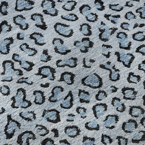 HomeRoots 8' X 8' Stylish Blue & Black Animal Print Washable Round Rug with UV Protection, Perfect for Any Room! 692031