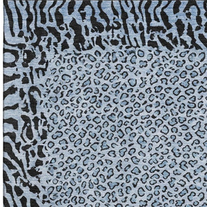 HomeRoots 8' Blue and Black Animal Print Washable Area Rug - UV Protected, Durable, Stylish for Any Space! 692032