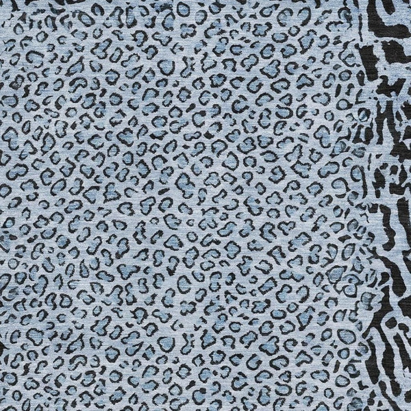 HomeRoots 9' X 12' Blue and Black Animal Print Area Rug - Durable, Stain Resistant, UV Protected for Busy Homes 692033