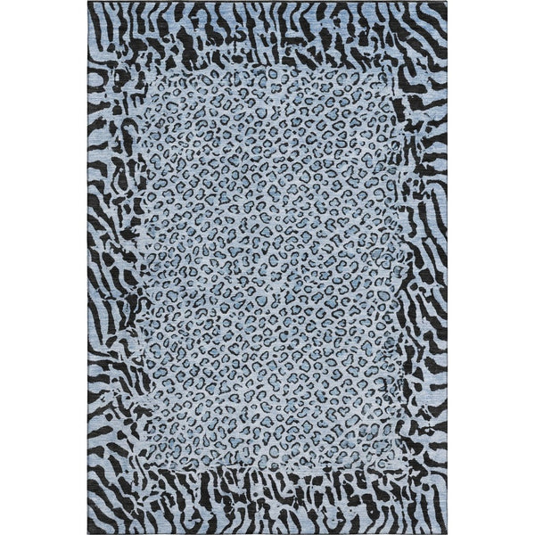 HomeRoots 10' X 14' Striking Blue and Black Animal Print Area Rug - Washable, UV-Resistant, Pet-Friendly Design 692034