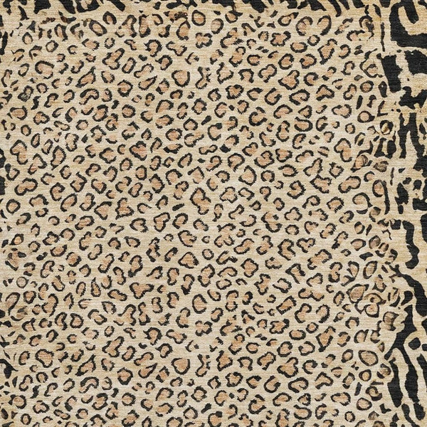 HomeRoots 5' X 8' Gold and Black Animal Print Area Rug – Washable, UV-Protected, Stylish & Durable for Homes 692036