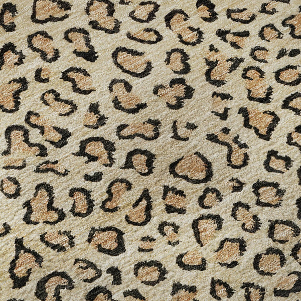 HomeRoots 8' X 8' Gold & Black Animal Print Round Rug - Stylish, Washable, UV-Protected for Homes & Patios 692037
