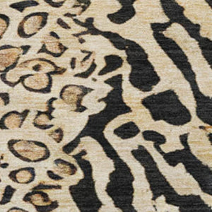 HomeRoots 8' X 8' Gold & Black Animal Print Round Rug - Stylish, Washable, UV-Protected for Homes & Patios 692037