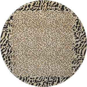 HomeRoots 8' X 8' Gold & Black Animal Print Round Rug - Stylish, Washable, UV-Protected for Homes & Patios 692037