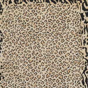 HomeRoots 8' Gold and Black Animal Print Area Rug - Washable, UV-Protected, Stylish, and Kid-Friendly Design 692038