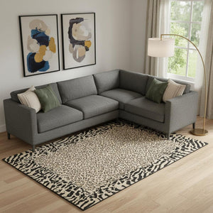 HomeRoots 10' X 14' Gold & Black Animal Print Washable Area Rug - UV Protected, Stain Resistant, Durable Design 692040