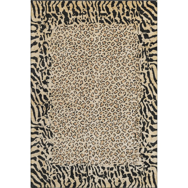 HomeRoots 10' X 14' Gold & Black Animal Print Washable Area Rug - UV Protected, Stain Resistant, Durable Design 692040