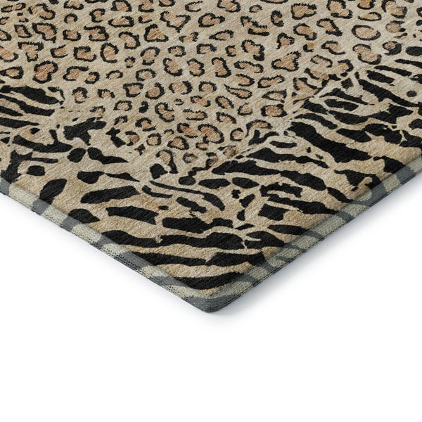 HomeRoots 10' X 14' Gold & Black Animal Print Washable Area Rug - UV Protected, Stain Resistant, Durable Design 692040