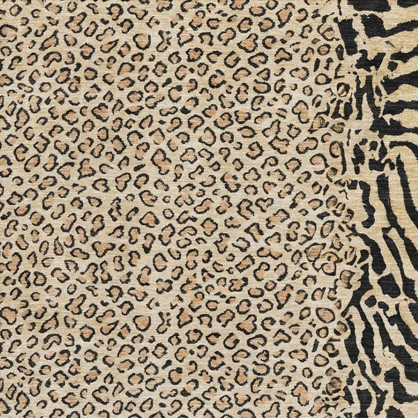 HomeRoots 10' X 14' Gold & Black Animal Print Washable Area Rug - UV Protected, Stain Resistant, Durable Design 692040