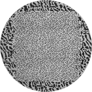 HomeRoots 8' X 8' Gray and Black Animal Print Round Rug - Washable, UV Protected, Soft, and Non-Slip Design 692043