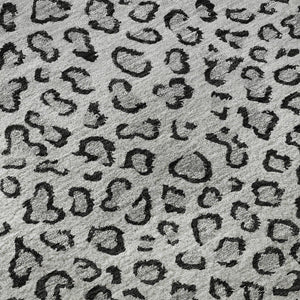 HomeRoots 8' X 8' Gray and Black Animal Print Round Rug - Washable, UV Protected, Soft, and Non-Slip Design 692043