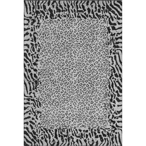 HomeRoots 9' X 12' Gray and Black Animal Print Washable Area Rug - Durable, UV-Protected, Easy-Clean Style! 692045